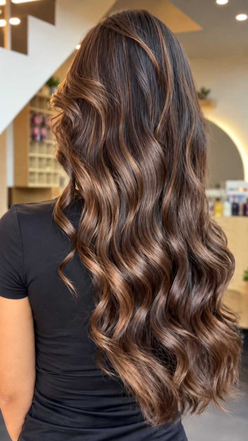 Beautiful natural-looking long brunette waves
